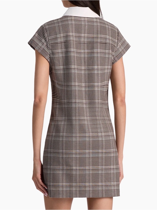 Alice + Olivia Brown Plaid Mini Dress with White Contrast Collar - Picture 3 of 3